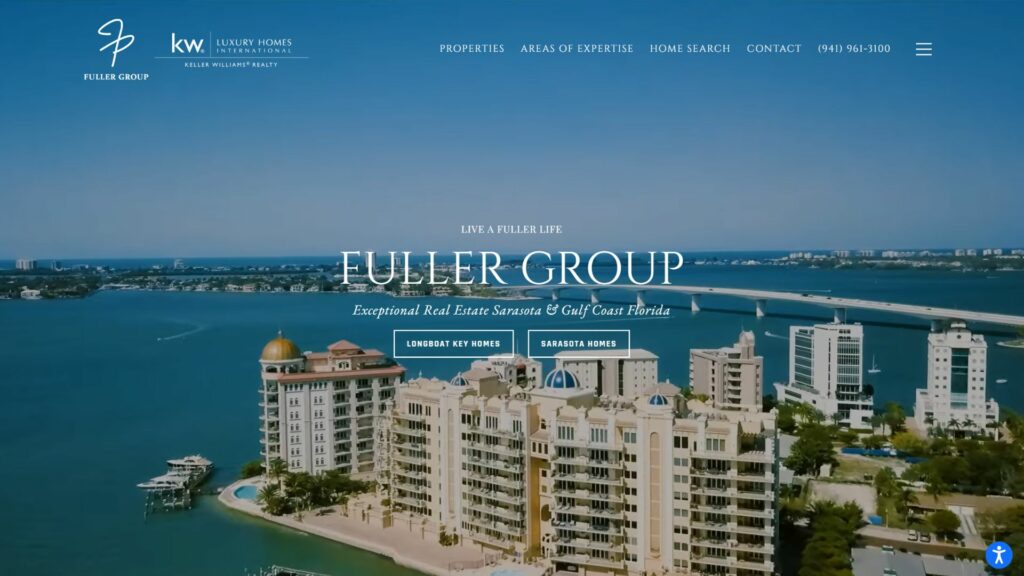 Screenshot of the best overall, best community, and best design from The Fuller Properties website created by Luxury Presence.