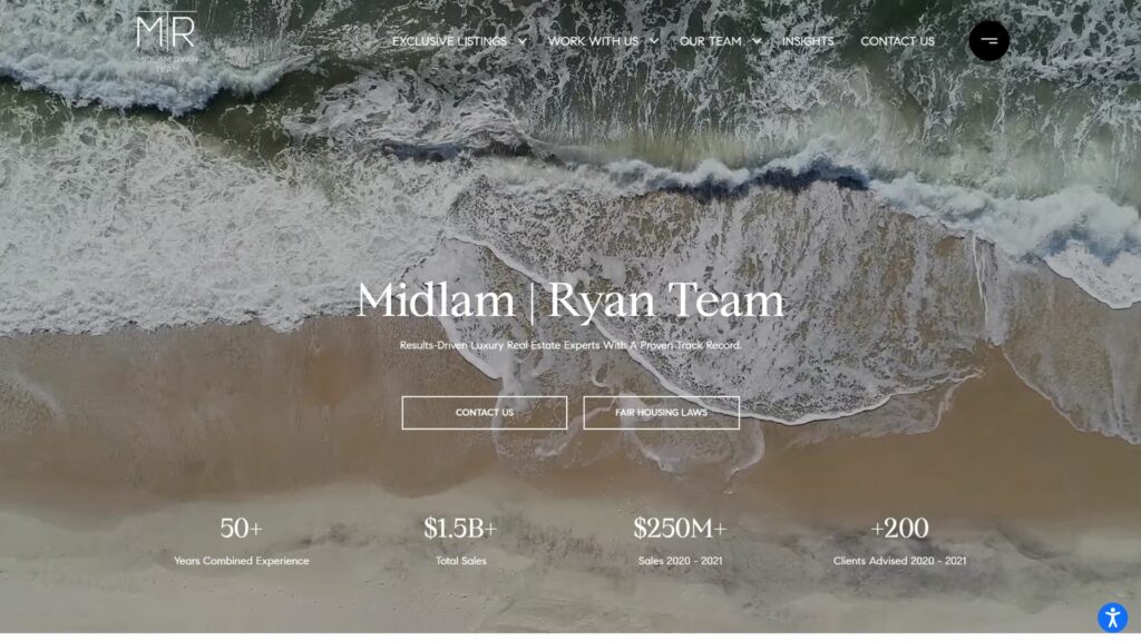 Screenshot of the best seller from Midlam Ryan Team website created by Luxury Presence.