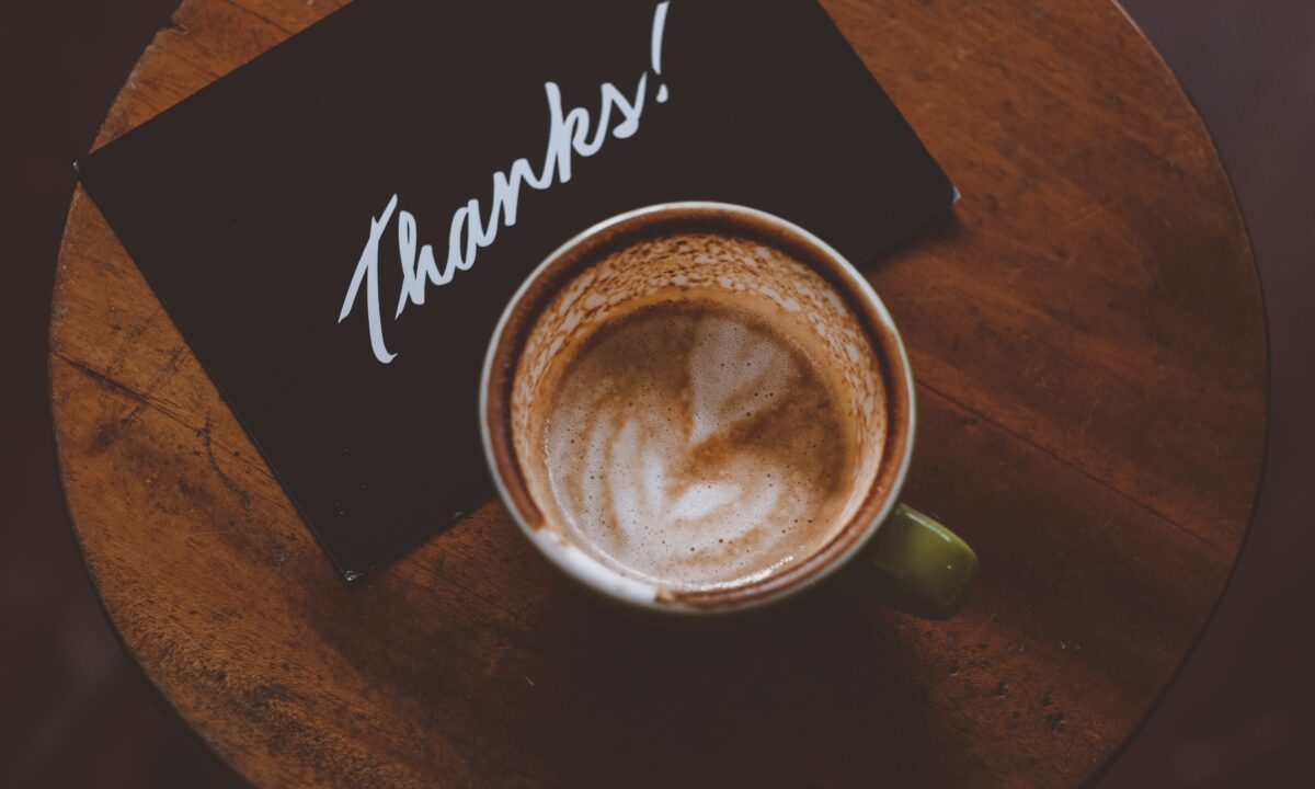 thank you card and coffee cup for real estate pop-by ideas blog