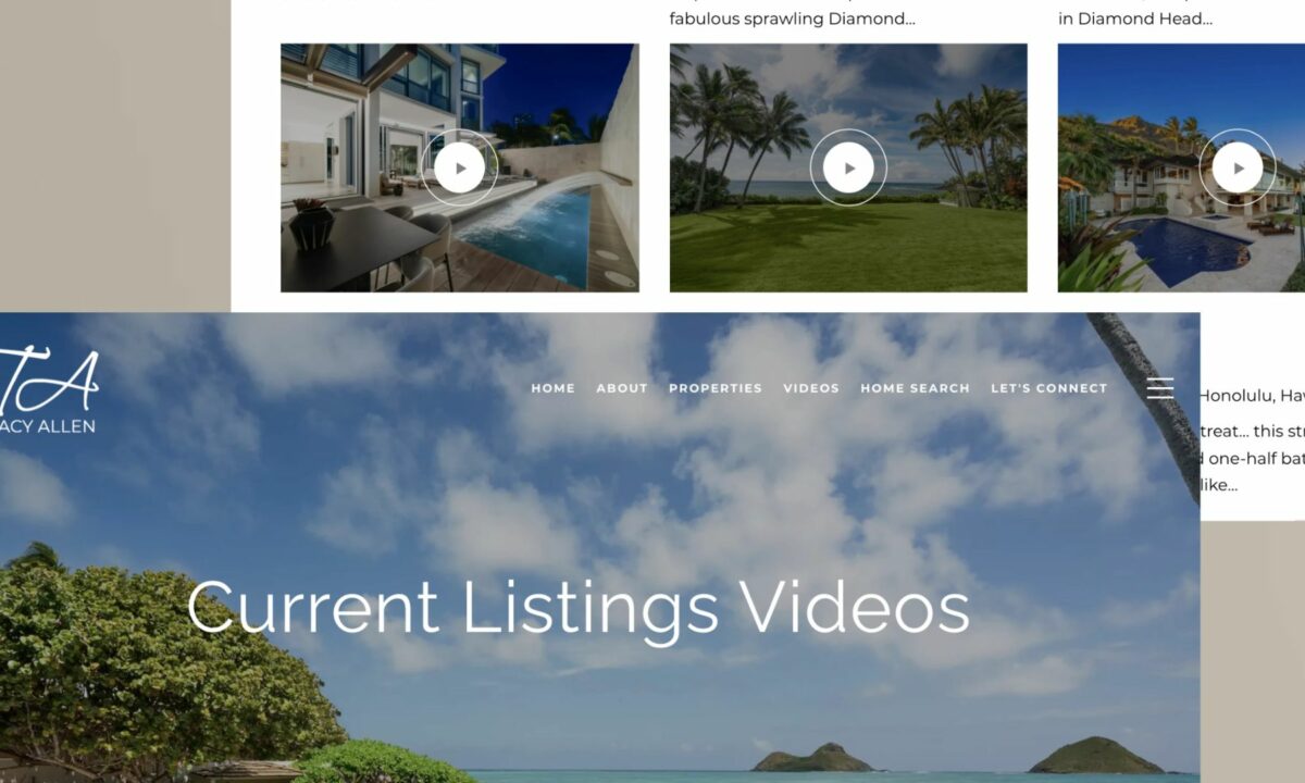 Real estate landing page with video screenshot designed by Luxury Presence.