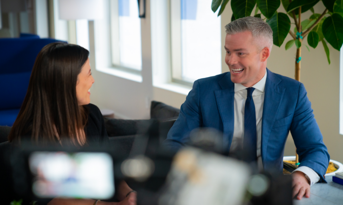 Ryan Serhant talks to a prospect agent about a website course for real estate agents.